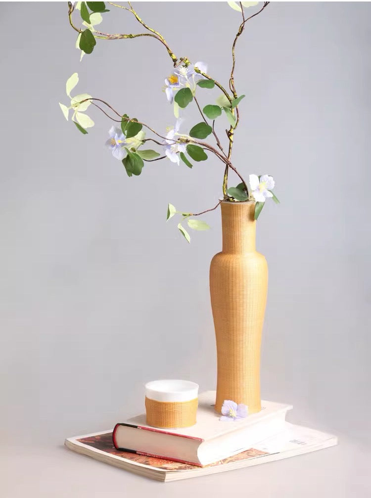 Full-Weave Bamboo Silk Inlaid Porcelain Vase