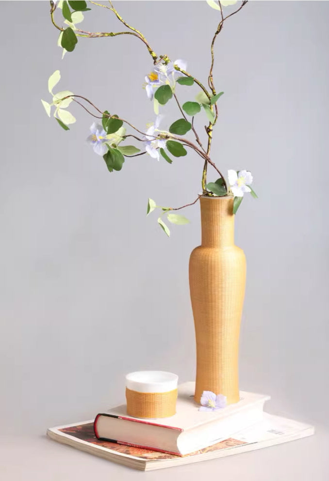 Full-Weave Bamboo Silk Inlaid Porcelain Vase